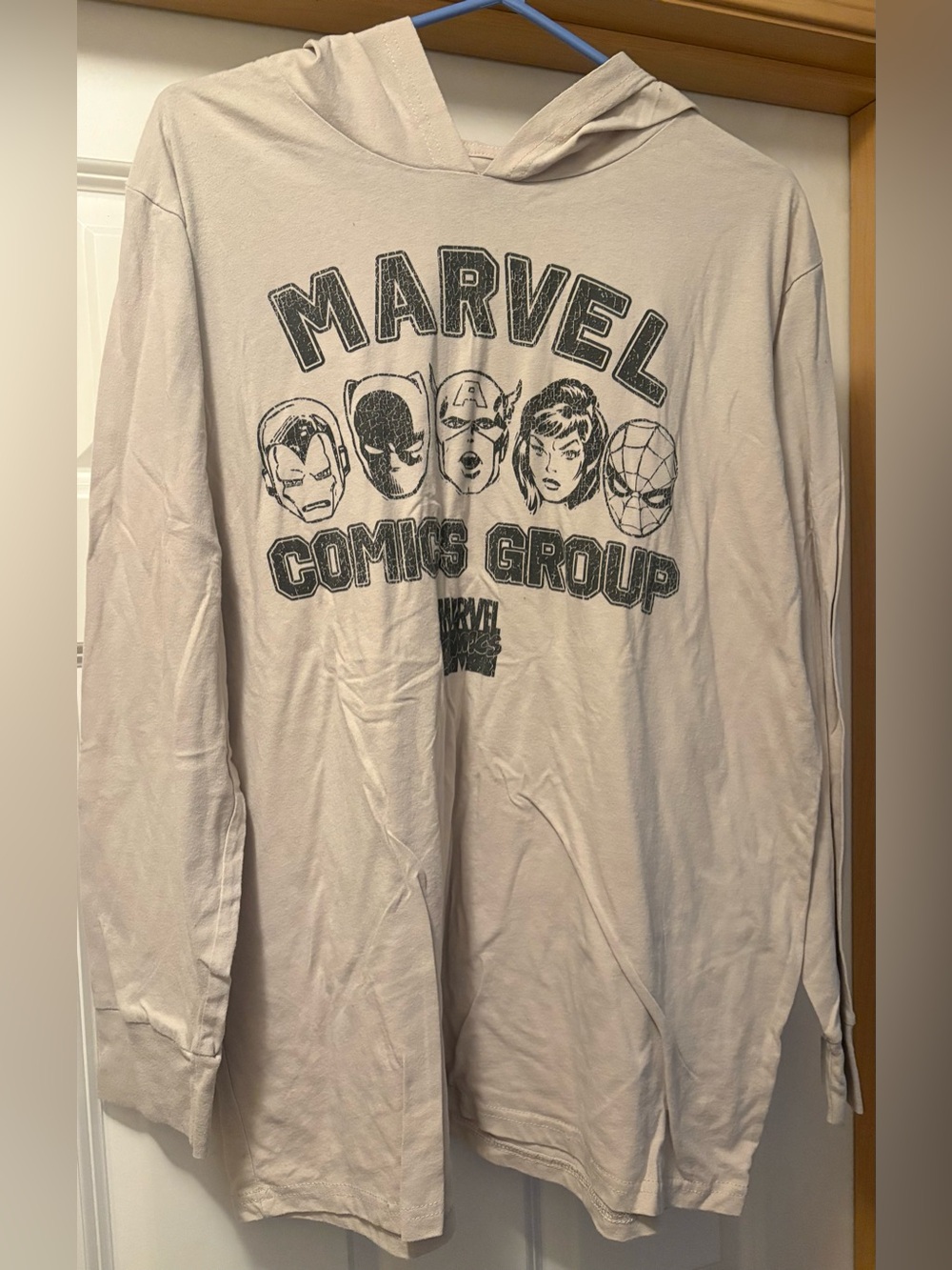 Men's Marvel Comics Group Khaki Hooded Graphic Tee Size XL